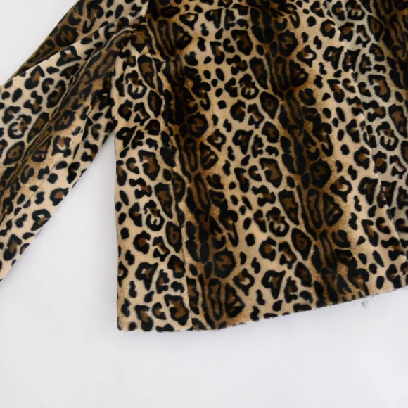 Vintage Jaclyn  Smith Faux Fur Fuzzy Leopard Print Crop Mob Wife Jacket S/C - Picture 8 of 12